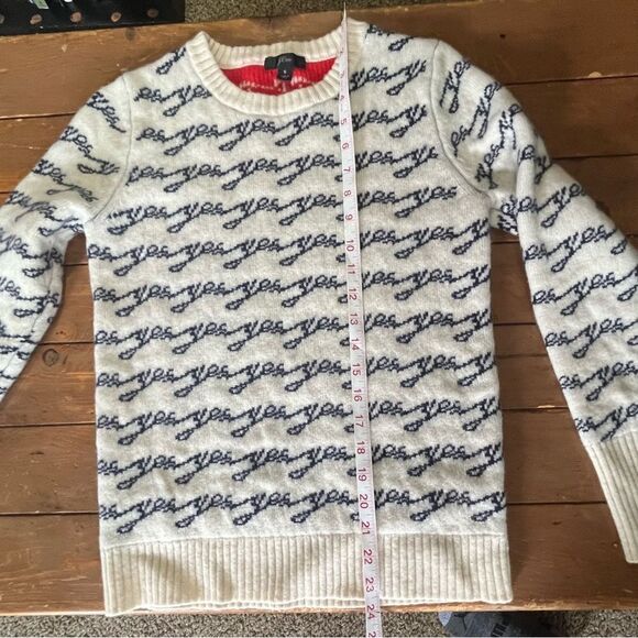 J Crew Crewneck colorblock merino sweater in jacquard "Yes/No" - Picture 9 of 14